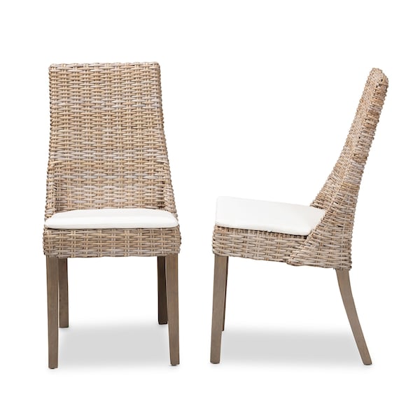 Baxton Studio Toby Modern Bohemian Grey Rattan Dining Chair, PK2 - 209-2PC-12795