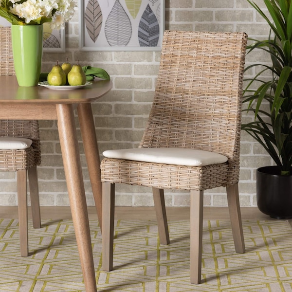 Baxton Studio Toby Modern Bohemian Grey Rattan Dining Chair, PK2 - 209-2PC-12795