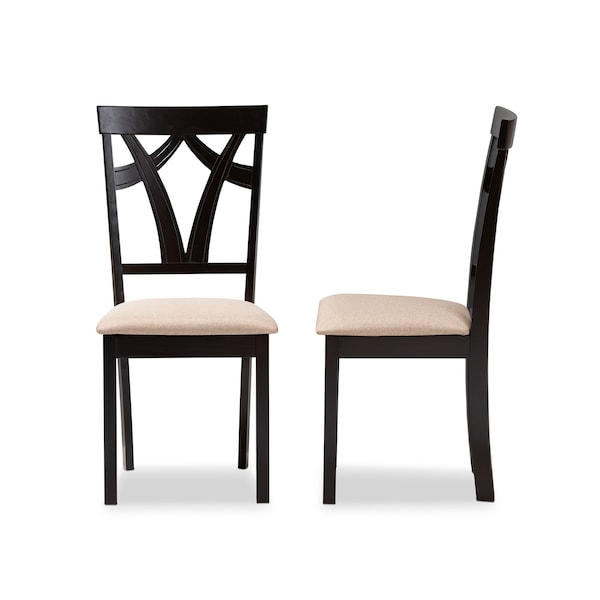 Baxton Studio Sylvia Sand Upholstered and Espresso Brown Finished Dining Chair, PK2 - 149-8961