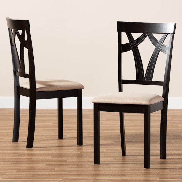 Baxton Studio Sylvia Sand Upholstered and Espresso Brown Finished Dining Chair, PK2 - 149-8961