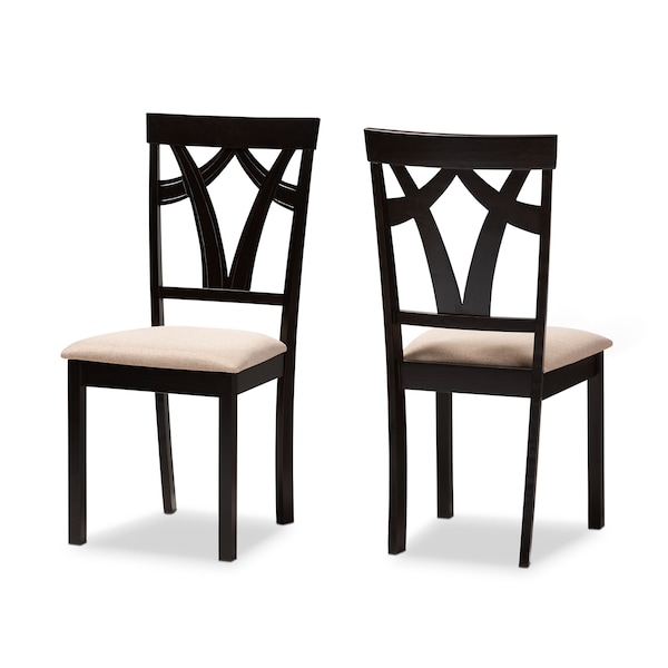 Baxton Studio Sylvia Sand Upholstered and Espresso Brown Finished Dining Chair, PK2 - 149-8961