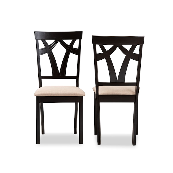 Baxton Studio Sylvia Sand Upholstered and Espresso Brown Finished Dining Chair, PK2 - 149-8961