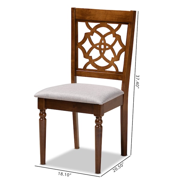 Baxton Studio Lylah Grey Upholstered and Walnut Wood 4-Piece Dining Chair Set - 167-9876
