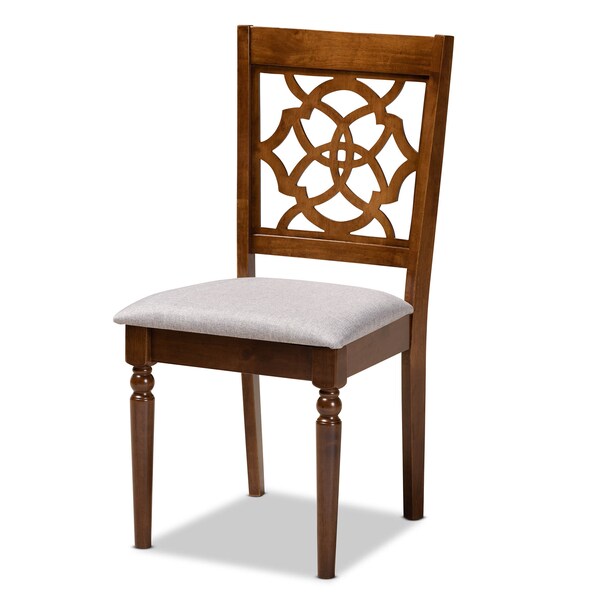 Baxton Studio Lylah Grey Upholstered and Walnut Wood 4-Piece Dining Chair Set - 167-9876