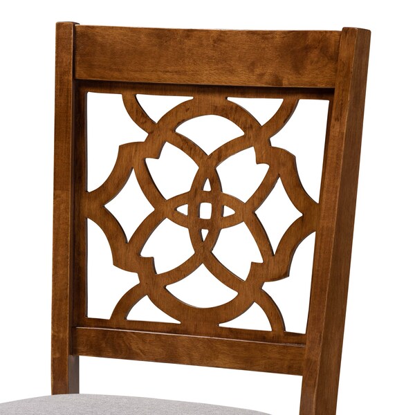 Baxton Studio Lylah Grey Upholstered and Walnut Wood 4-Piece Dining Chair Set - 167-9876