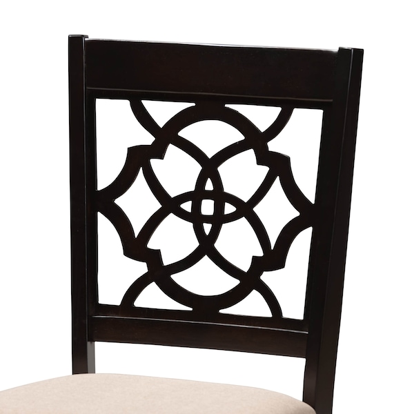 Baxton Studio Renaud Sand Upholstered Espresso Finished Wood Dining Chair, PK4 - 157-9729