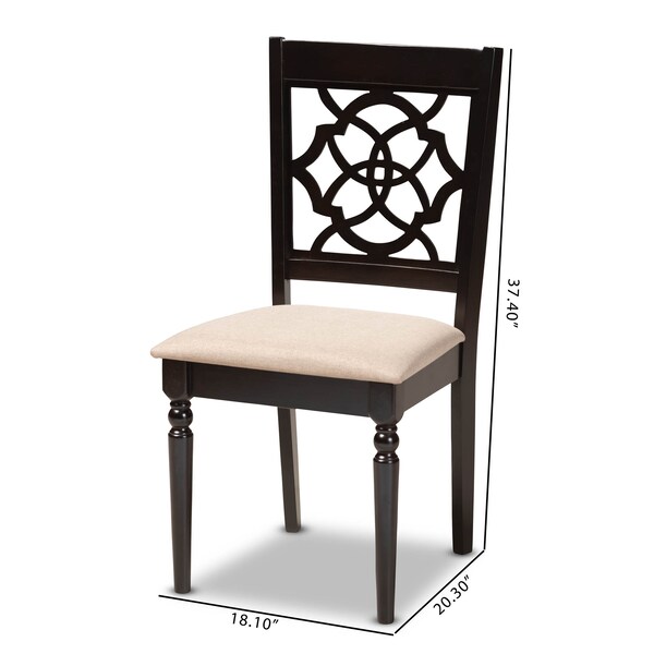 Baxton Studio Renaud Sand Upholstered Espresso Finished Wood Dining Chair, PK4 - 157-9729