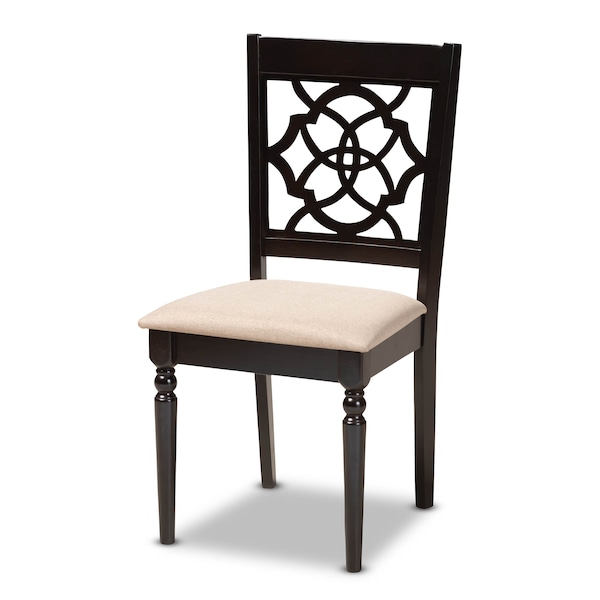 Baxton Studio Renaud Sand Upholstered Espresso Finished Wood Dining Chair, PK4 - 157-9729