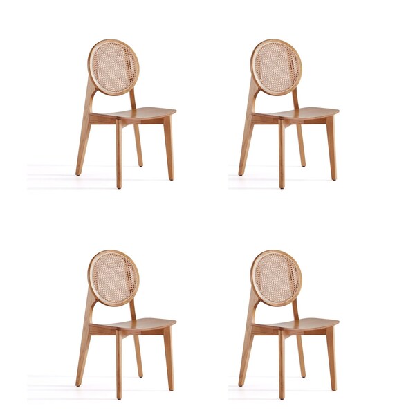 Manhattan Comfort Versailles Round Dining Chair in Nature Cane, Set of 4 - 2-DCCA11-NA