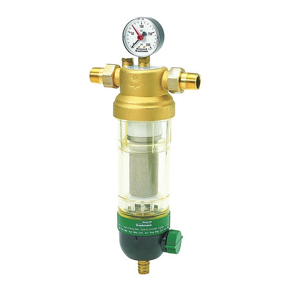 Resideo Braukmann WATER FILTER 1-1/2" THREADED MNPT UNIONS, 100 MICRON FILTER - F76S1049