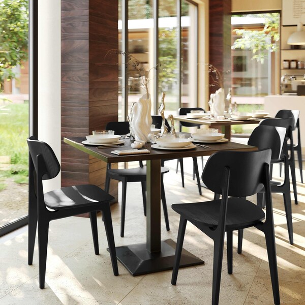 Flash Furniture Verona Commercial Grade Solid Wood Dining Chairs w/Curved Oval Backrests in Black, 2PK - 2-XU-CH10367-3-BLK-GG