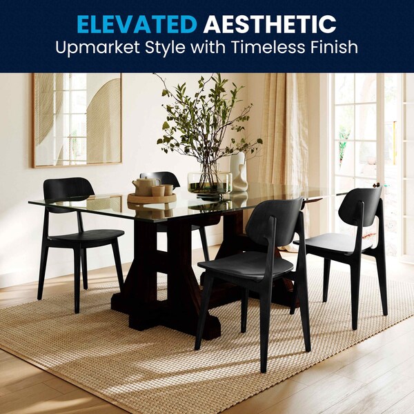 Flash Furniture Verona Commercial Grade Solid Wood Dining Chairs w/Curved Oval Backrests in Black, 2PK - 2-XU-CH10367-3-BLK-GG