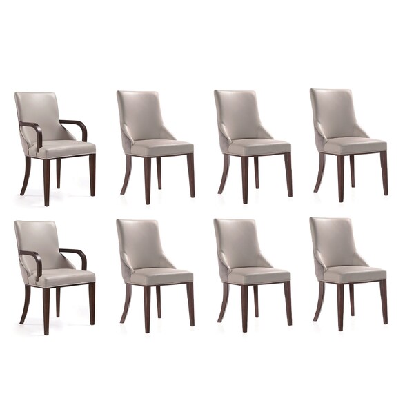 Manhattan Comfort Shubert 8-Piece Faux Leather and Velvet Dining Chair Set in Light Grey - 8-DC055AR-LG