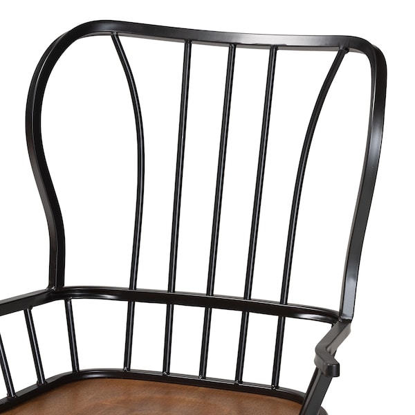 Baxton Studio inDark-Walnutin Wood and Black Metal Vintage Dining Arm Chair, PR - 113-6127