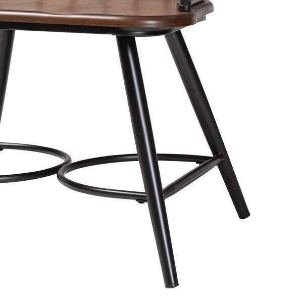 Baxton Studio inDark-Walnutin Wood and Black Metal Vintage Dining Arm Chair, PR - 113-6127