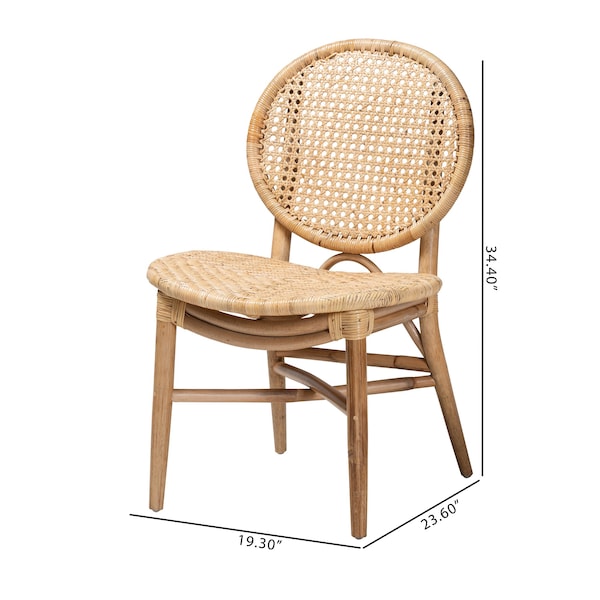 Baxton Studio Osaka Modern Bohemian Natural Brown Rattan Dining Chair - 224-12833-ZORO