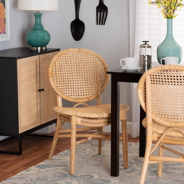 Baxton Studio Osaka Modern Bohemian Natural Brown Rattan Dining Chair - 224-12833-ZORO