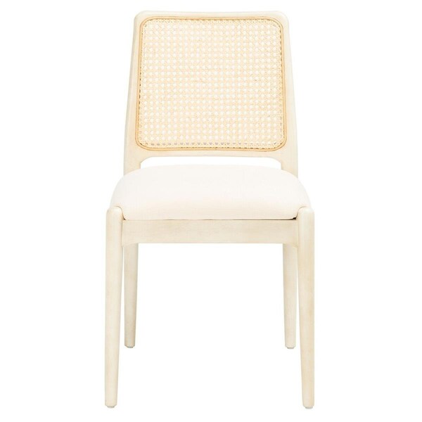 Safavieh Reinhardt Rattan Dining Chair, White & White, 2PK - DCH8800B-SET2