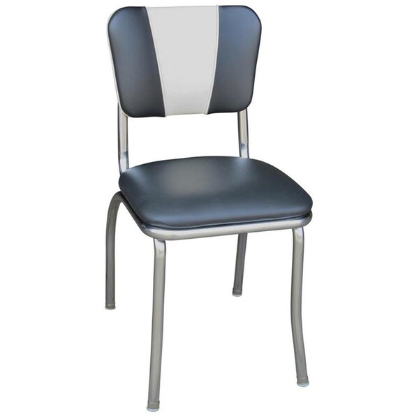 Bookazine 4120 V-Back Diner Chair -Black-White- with 1 in. Pulled Seat -  Chrome - Black & White - TI2644154