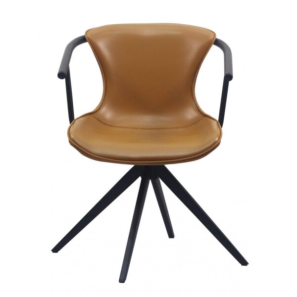 Homeroots Camel Faux Leather Industrial Dining Chair - 472229