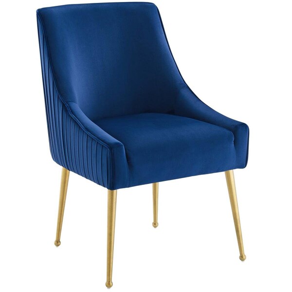 Modway Furniture Discern Pleated Back Upholstered Performance Velvet Dining Chair, Navy - EEI-3509-NAV