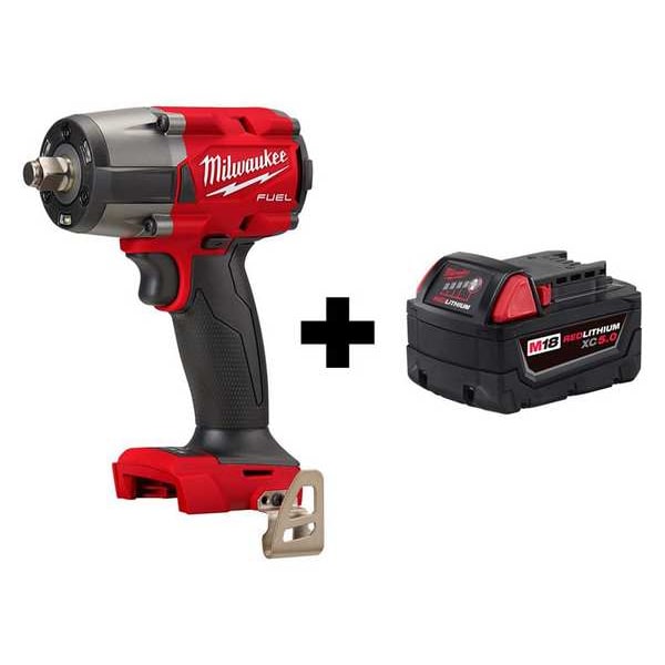 Milwaukee Tool Reciprocating Saw and Battery, 18 V, Stroke Length 1 1/4 in, 5 Ah Battery Included - 2962-20, 48-11-1850