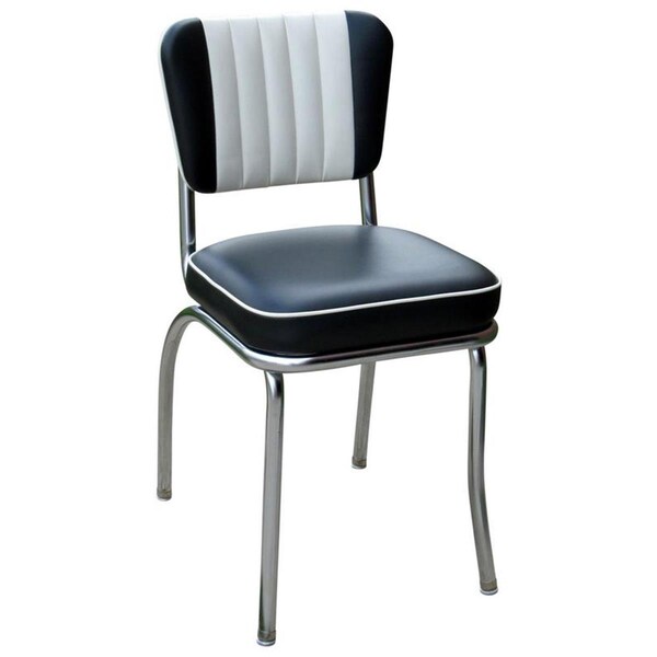 Bookazine 4290 Dual Tone Channel Back Diner Chair -Black- with 2 in. Box Seat  - Chrome - TI2644179