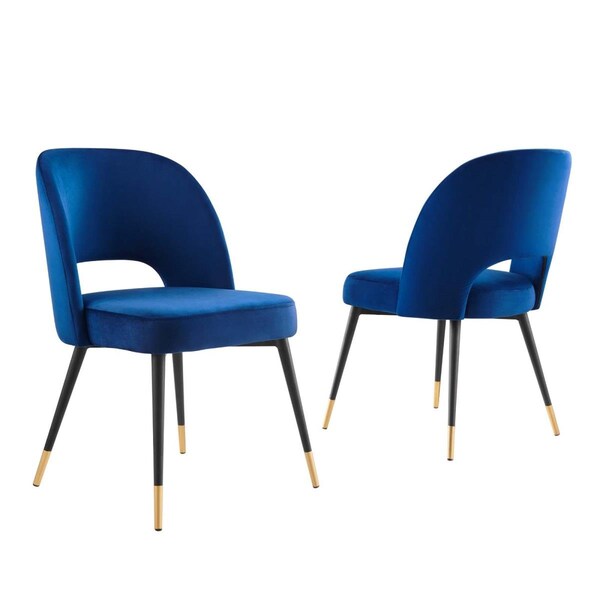 Modway Furniture Rouse Performance Velvet Dining Side Chairs, Navy - Set of 2 - EEI-4599-NAV