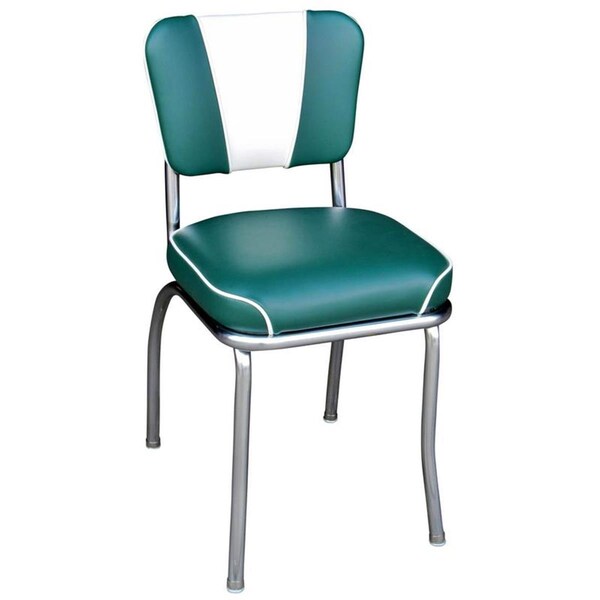 Bookazine 4220 V -Back Diner Chair -Green-White- with 2 in. Waterfall Seat  - Chrome - TI2644159