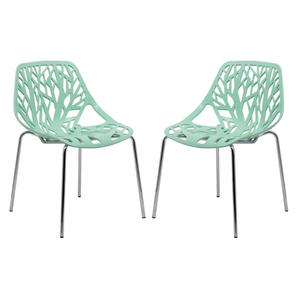 Kd Americana Modern Asbury Dining Chair with Chromed Legs - Mint, 2PK - KD2609677