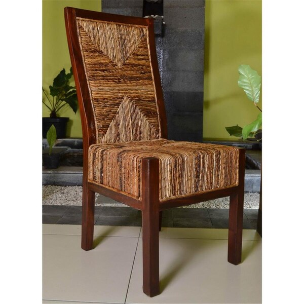 Fixturesfirst Dallas Abaca Weave Dining Chair, Brown Mahogany - FI2419480
