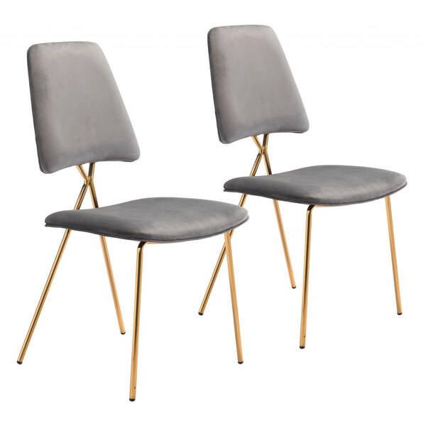 Gfancy Fixtures 35.8 x 19.7 x 21.9 in. Gray & Gold Modern x Dining Chairs - GF3667601