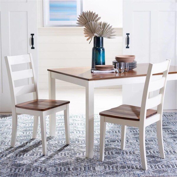 Safavieh Silio White & Natural Ladder Back Dining Chair, 2PK - DCH9213A-SET2