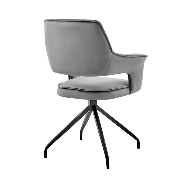 Armen Living Hadley Dining Room Accent Chair in Gray Velvet with Black Finish - LCHDCHGRY