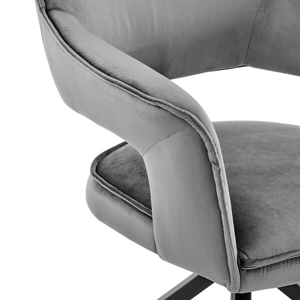 Armen Living Hadley Dining Room Accent Chair in Gray Velvet with Black Finish - LCHDCHGRY