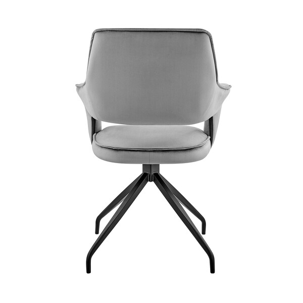Armen Living Hadley Dining Room Accent Chair in Gray Velvet with Black Finish - LCHDCHGRY