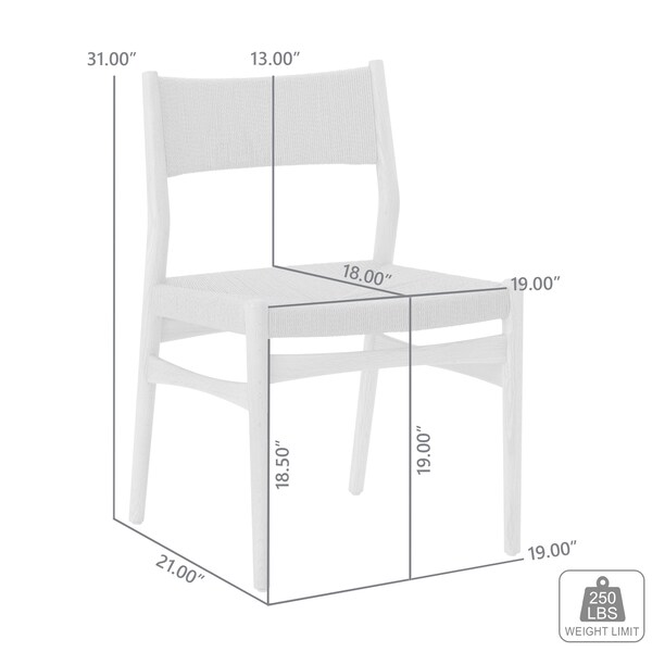 Armen Living Erie Black Woven Paper Cord and Wood Dining Chairs - Set of 2 - LCERSIBLK