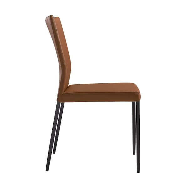 Armen Living Kash Upholstered Dining Chair in Brown Faux Leather with Black Metal Legs - Set of 2 - LCKASIBLKPE