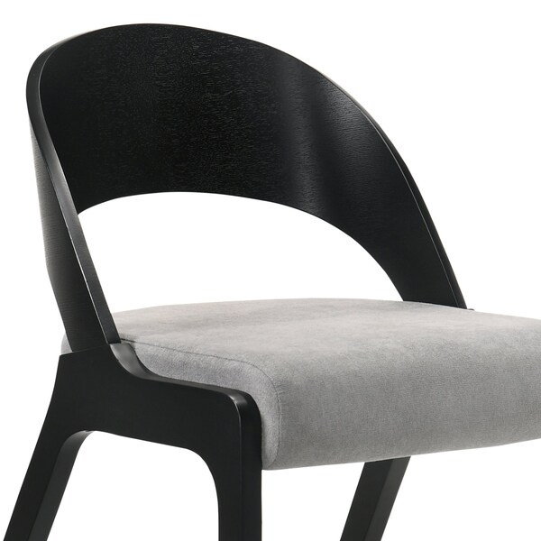 Armen Living Polly Mid-Century Gray Upholstered Dining Chairs in Black Finish - Set of 2 - LCPLSIGRBL
