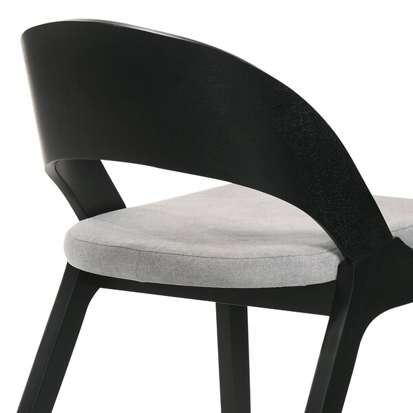 Armen Living Polly Mid-Century Gray Upholstered Dining Chairs in Black Finish - Set of 2 - LCPLSIGRBL
