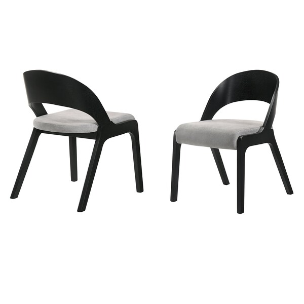 Armen Living Polly Mid-Century Gray Upholstered Dining Chairs in Black Finish - Set of 2 - LCPLSIGRBL