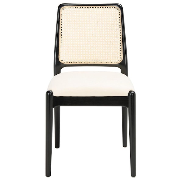 Safavieh Reinhardt Rattan Dining Chair, Black & White, 2PK - DCH8800A-SET2