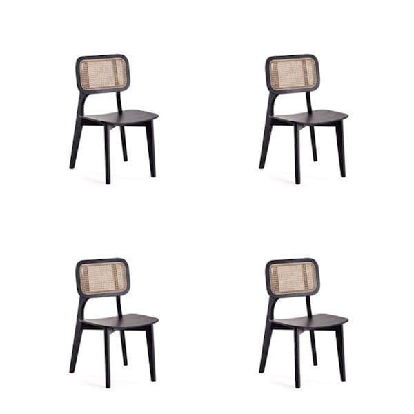 Designed To Furnish Versailles Square Dining Chair, Black & Natural Cane, 4PK - DE3585657