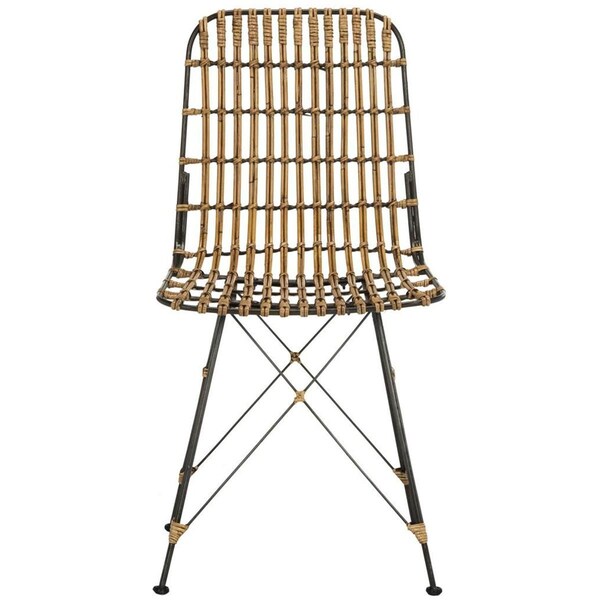 Safavieh 33.7 x 18.1 x 19.7 in. Minerva Wicker Dining Chair, Natural & Black - WIK6510B-SET2