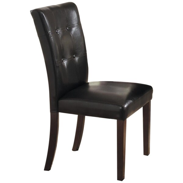 Benjara Faux Leather Upholstered Side Chair with Button Tufting, Brown - Set of 2 - BM219902