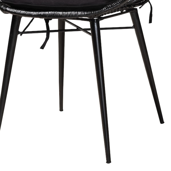 Baxton Studio Sabelle Modern Bohemian Black Finished Rattan and Metal 2-Piece Dining Chair Set, PR - 231-2PC-12820-ZORO
