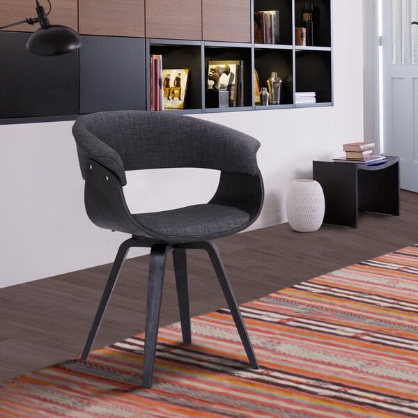 Armen Living Summer Contemporary Dining Chair in Black Brush Wood Finish and Charcoal Fabric - LCSUCHBLCH