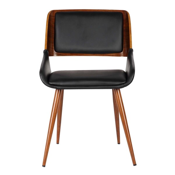 Seatsolutions 39 x 21 x 23 in. Panda Mid-Century Dining Chair, Walnut & Black Faux Leather - SE2197612