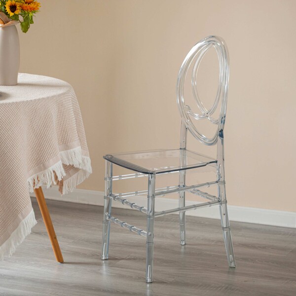 Fabulaxe Modern Acrylic Phoenix Dining Chair, Stackable Transparent Party Chair, Crystal Clear Acrylic Chair - QI004659.CL