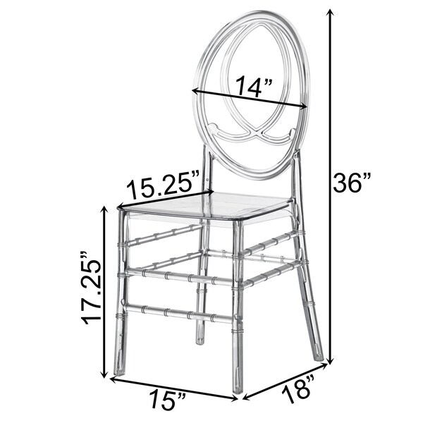 Fabulaxe Modern Acrylic Phoenix Dining Chair, Stackable Transparent Party Chair, Crystal Clear Acrylic Chair - QI004659.CL